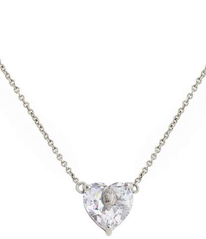 Kurt Geiger London Signature Eagle Heart Gem Short Pendant Necklace - Silver - view 5