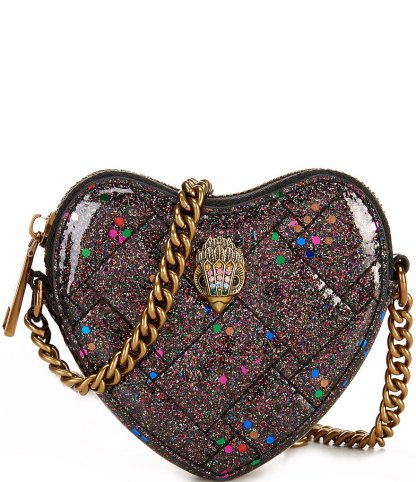 Kurt Geiger London Micro Glitter Heart Crossbody Bag - Black - view 1