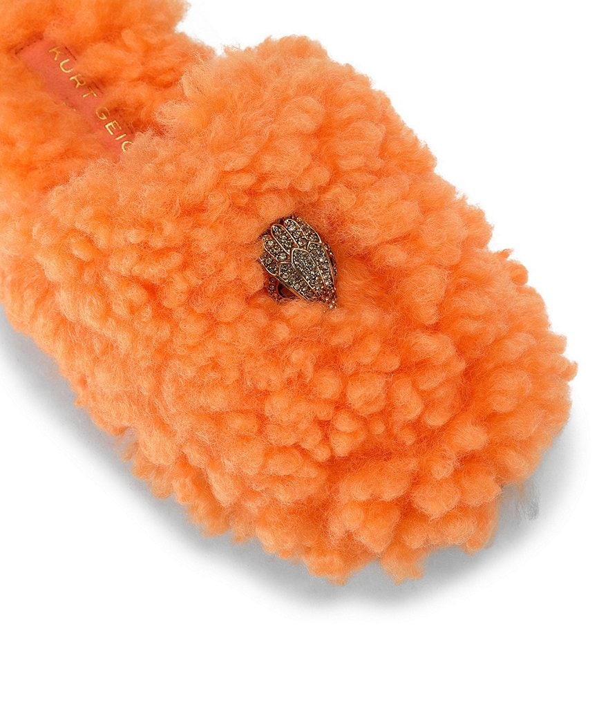 Kurt Geiger London Kensington Faux Shearling Logo Ornament Slippers - Orange - view 3
