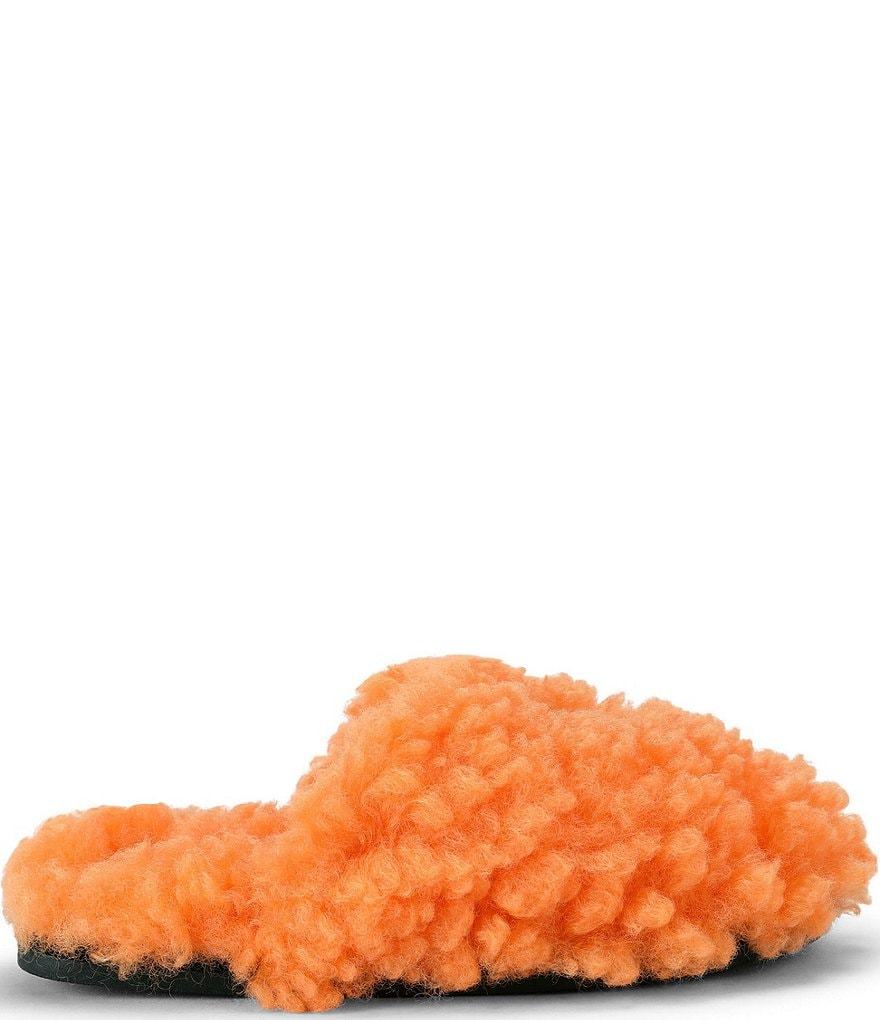 Kurt Geiger London Kensington Faux Shearling Logo Ornament Slippers - Orange - view 1