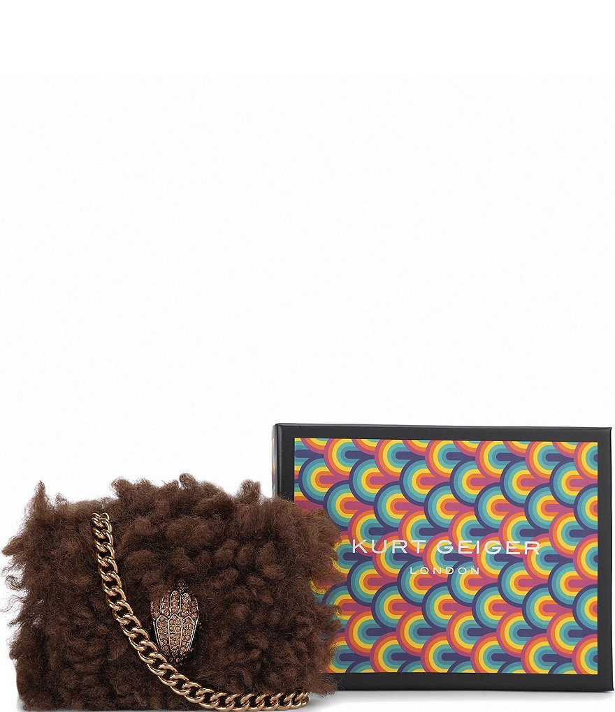 Kurt Geiger London Micro Kensington Eagle Faux Fur Crossbody Bag - Brown - view 4