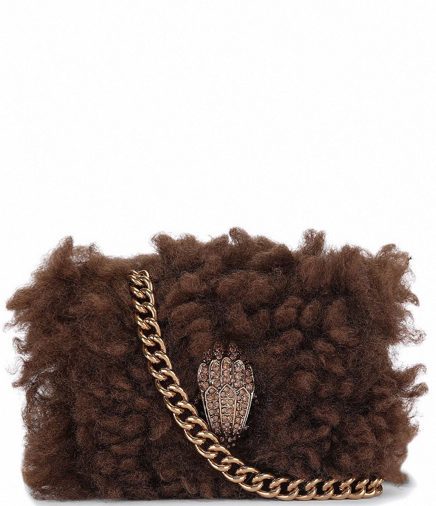 Kurt Geiger London Micro Kensington Eagle Faux Fur Crossbody Bag - Brown - view 1