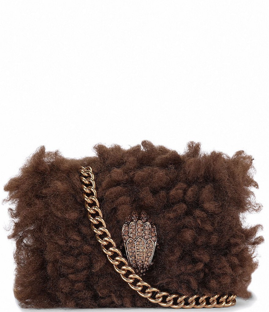 Kurt Geiger London Micro Kensington Eagle Faux Fur Crossbody Bag - Brown - view 1