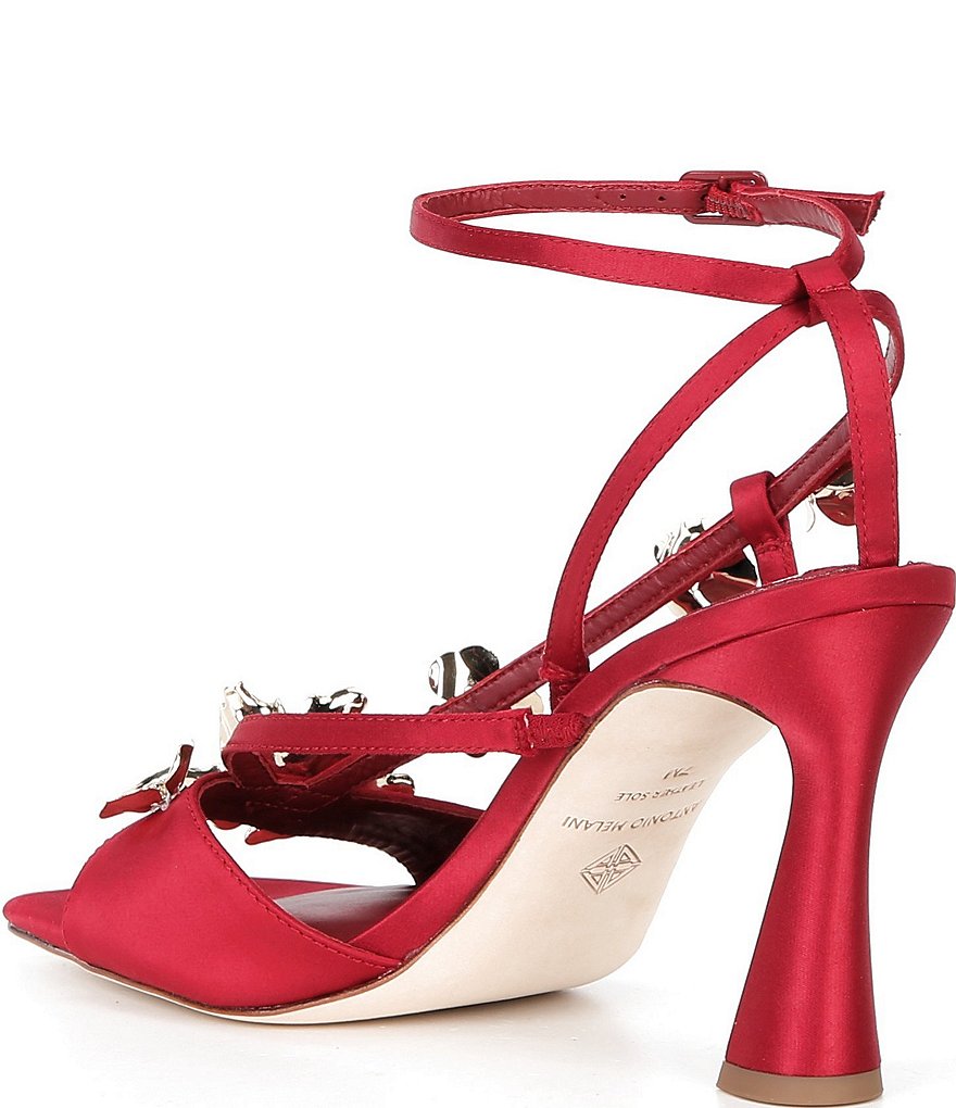 Antonio Melani Zoee Satin Flower Ornamented Ankle Strap Dress Sandals - Garnet Red - view 3