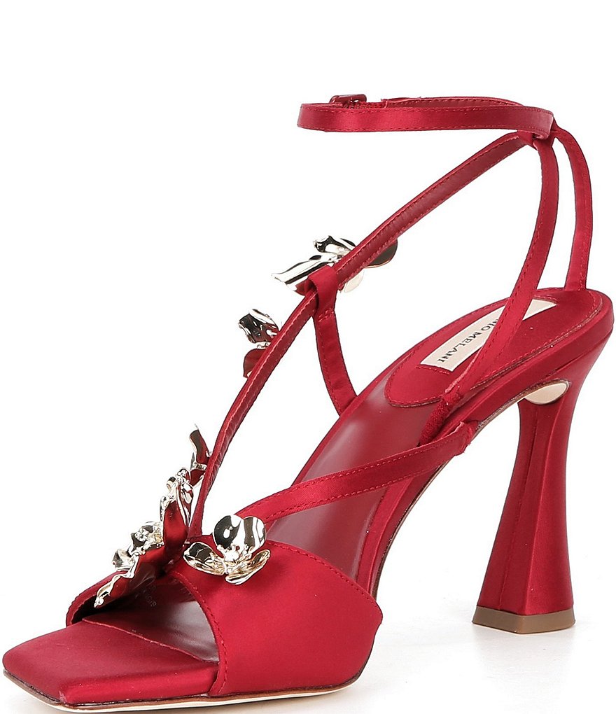 Antonio Melani Zoee Satin Flower Ornamented Ankle Strap Dress Sandals - Garnet Red - view 4