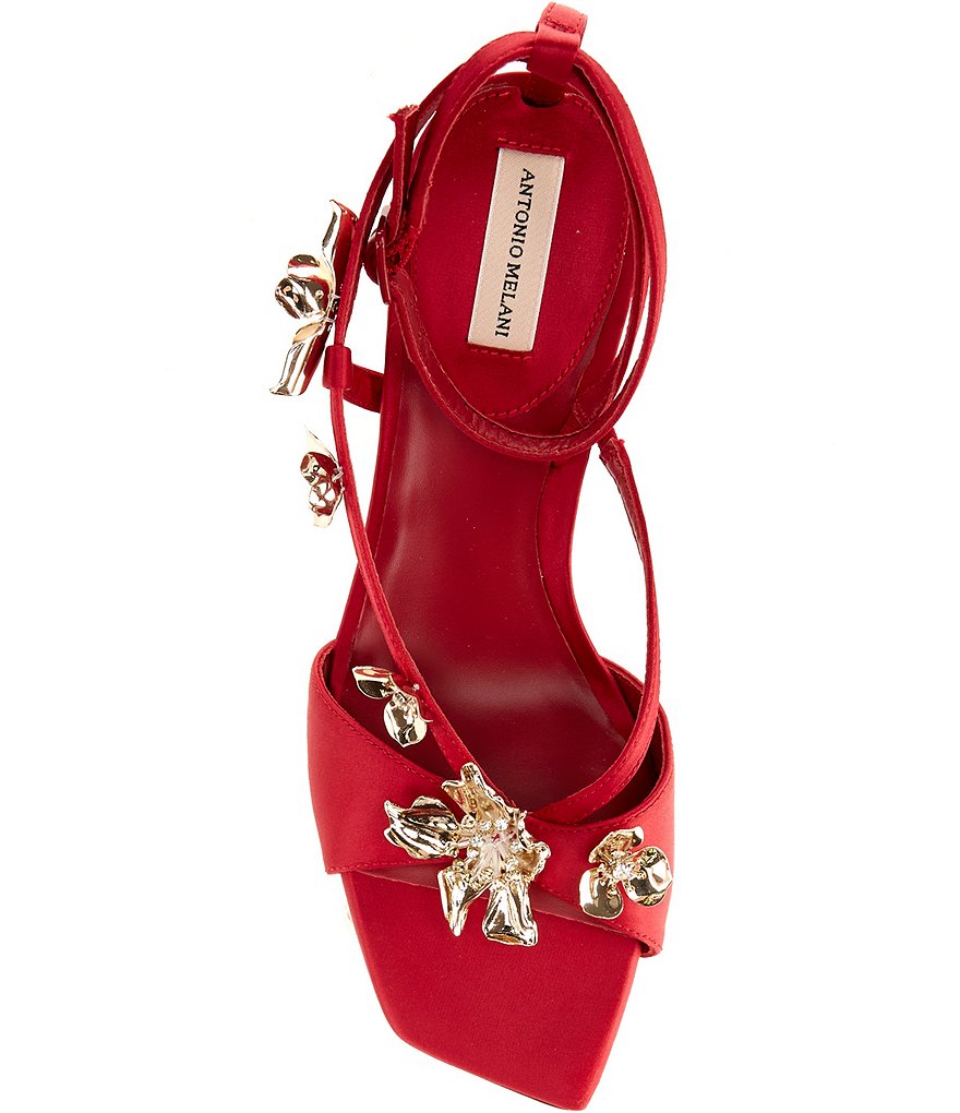 Antonio Melani Zoee Satin Flower Ornamented Ankle Strap Dress Sandals - Garnet Red - view 5