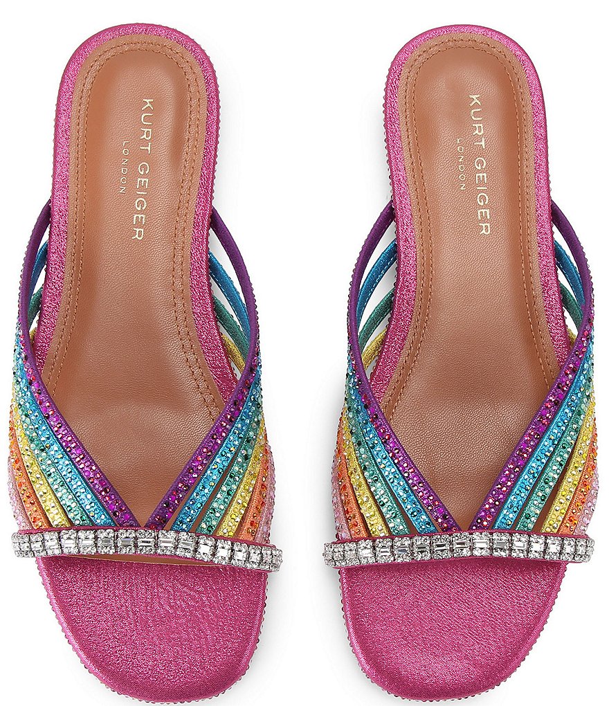 Kurt Geiger London Rainbow Crystal Embellished Flat Mule Sandals - Rainbow - view 2