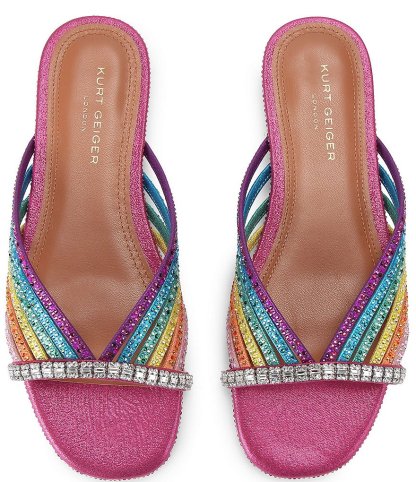 Kurt Geiger London Rainbow Crystal Embellished Flat Mule Sandals - Rainbow - view 2