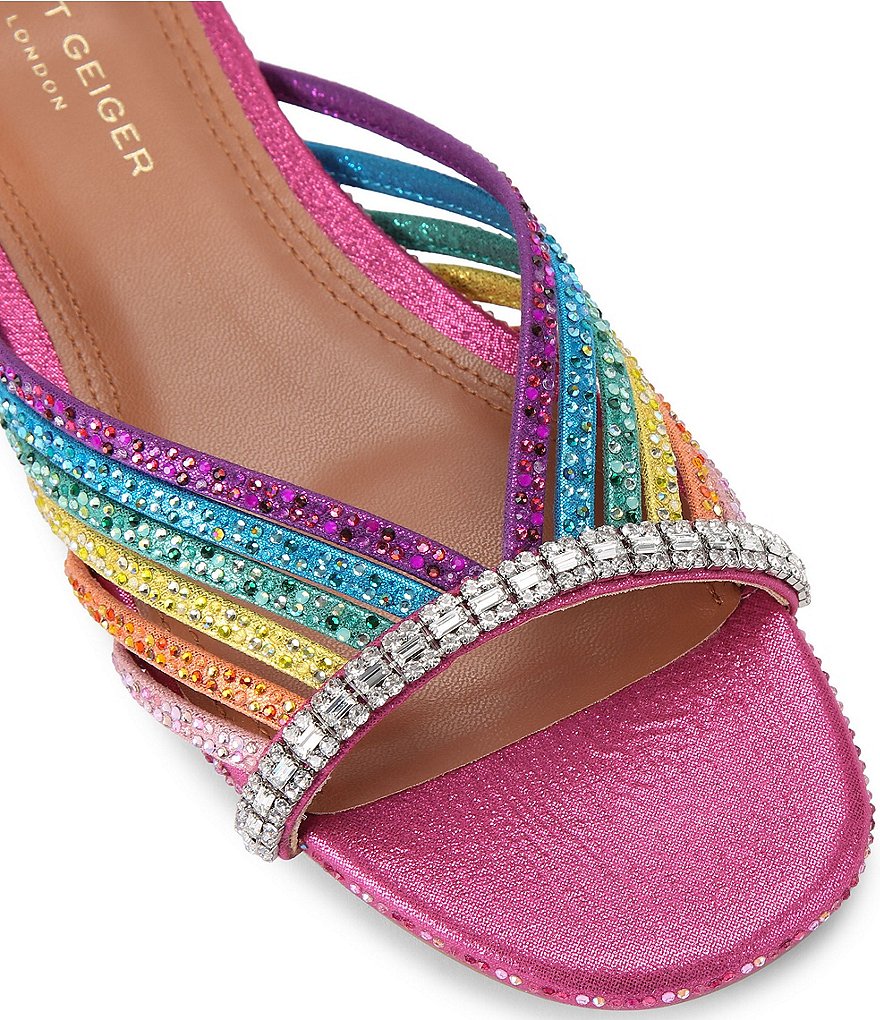 Kurt Geiger London Rainbow Crystal Embellished Flat Mule Sandals - Rainbow - view 3