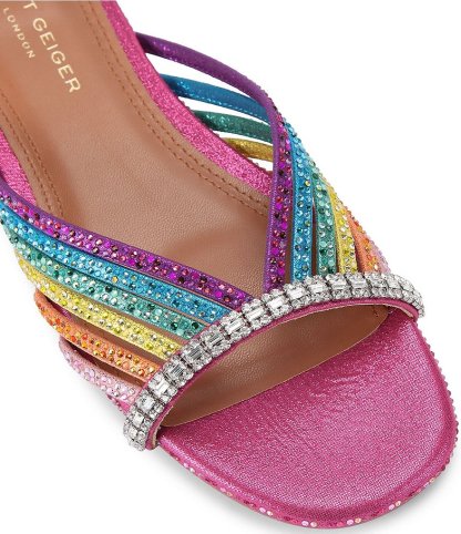 Kurt Geiger London Rainbow Crystal Embellished Flat Mule Sandals - Rainbow - view 3