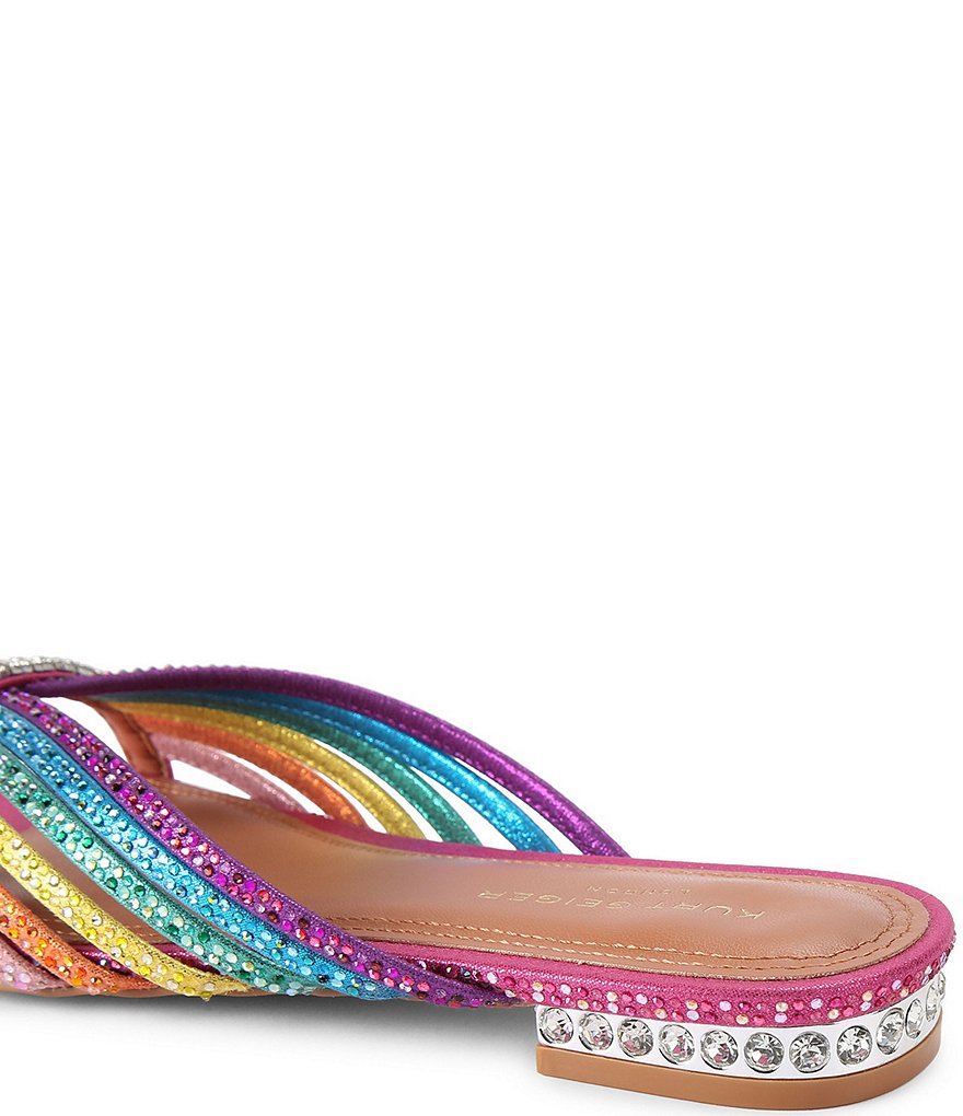 Kurt Geiger London Rainbow Crystal Embellished Flat Mule Sandals - Rainbow - view 4