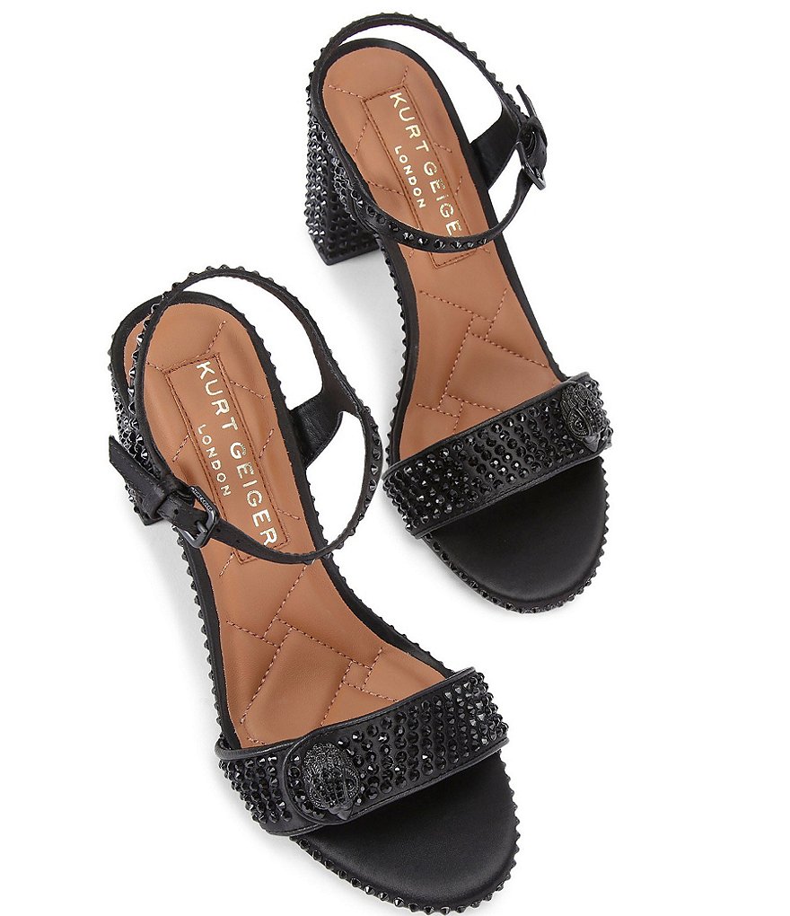 Kurt Geiger London Kensington Langley Crystal Embellished Logo Ornament Dress Sandals - Black - view 2
