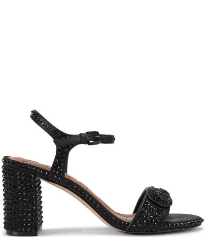 Kurt Geiger London Kensington Langley Crystal Embellished Logo Ornament Dress Sandals - Black - view 1