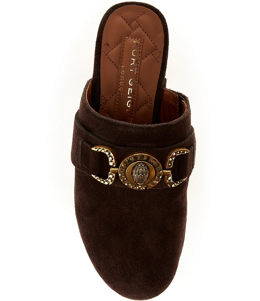 Kurt Geiger London Mansion Studded Suede Embellished Bit Buckle Platform Clogs - Brown - view 5