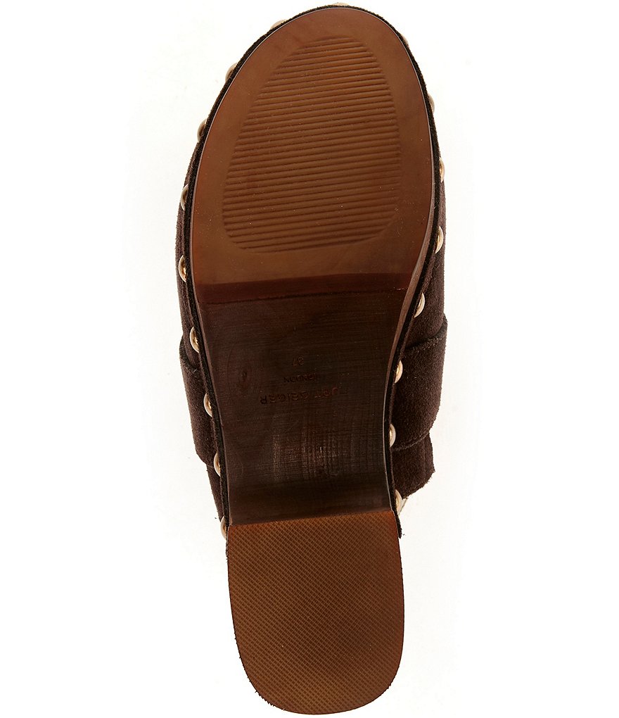 Kurt Geiger London Mansion Studded Suede Embellished Bit Buckle Platform Clogs - Brown - view 6