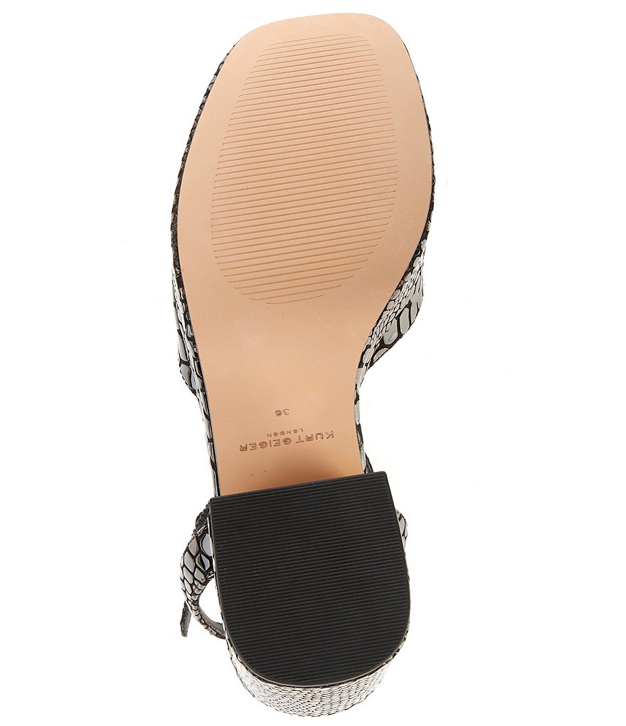 Kurt Geiger London Chelsea Leather Snake Embossed Logo Ornament Platform Pumps - Black/Brown - view 6