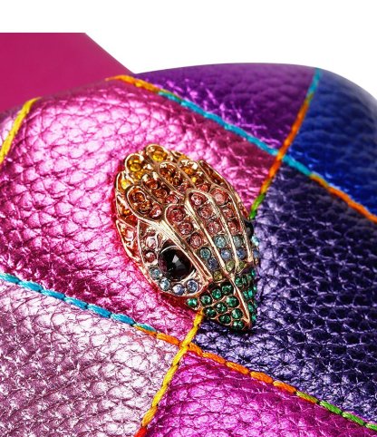 Kurt Geiger London Meena Quilted Metallic Rainbow Logo Ornament Pool Slide Sandals - Pink Multi - view 5