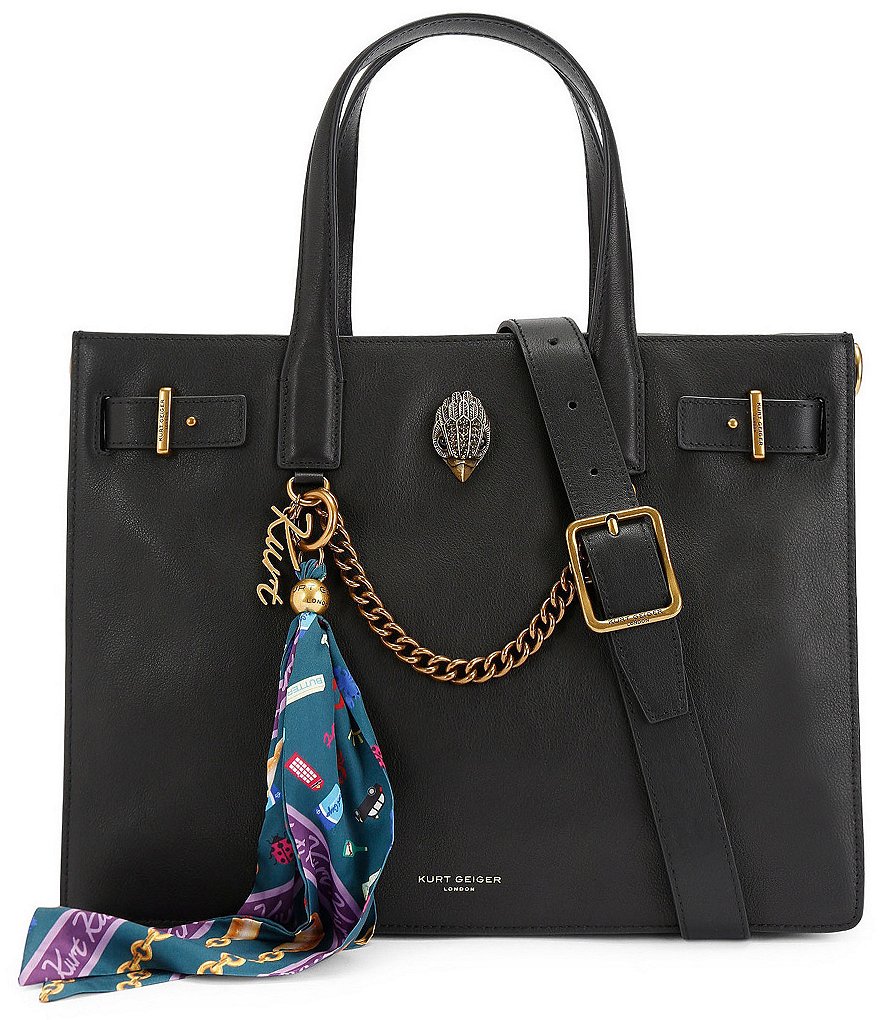 Kurt Geiger London Sloane Scarf Key Chain Tote Shoulder Bag - Black - view 1