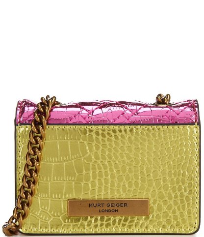 Kurt Geiger London Micro Kensington Croc Metallic Pink Blue Crossbody Bag - Blue - view 2