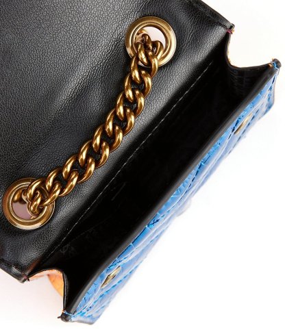Kurt Geiger London Micro Kensington Croc Metallic Pink Blue Crossbody Bag - Blue - view 3
