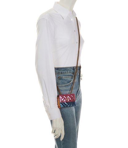 Kurt Geiger London Micro Kensington Croc Metallic Pink Blue Crossbody Bag - Blue - view 4