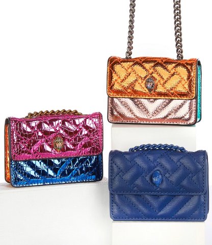 Kurt Geiger London Micro Kensington Croc Metallic Pink Blue Crossbody Bag - Blue - view 5
