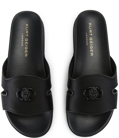 Kurt Geiger London Chelsea Eagle Head Logo Cut-Out Slide Sandals - Black - view 2