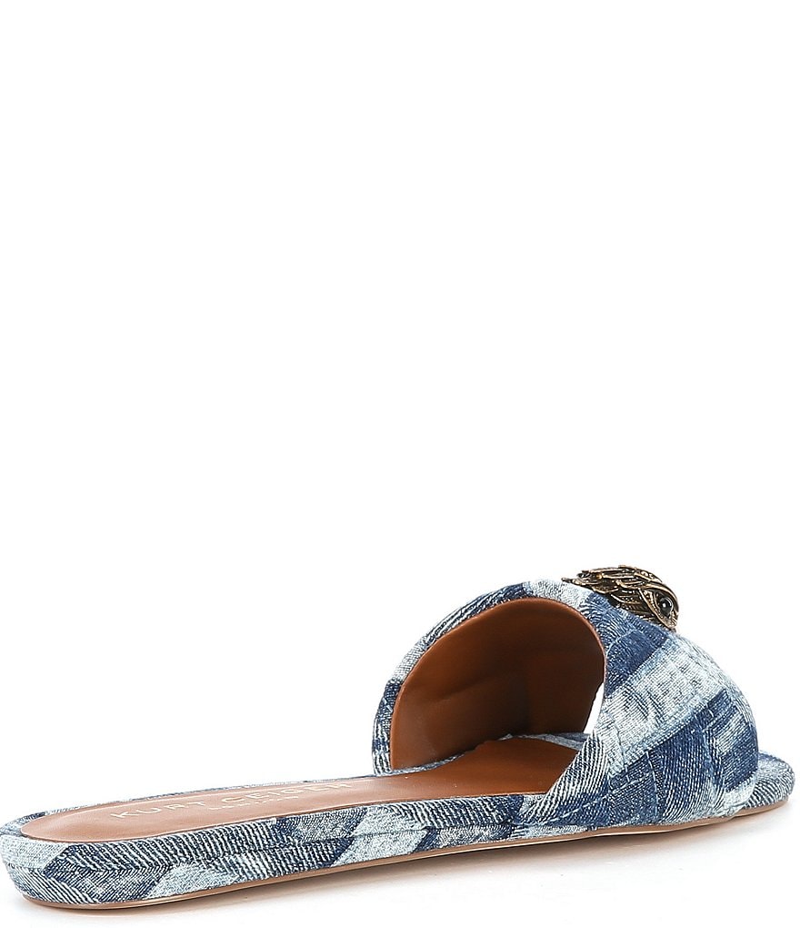 Kurt Geiger London Kensington Denim Patchwork Logo Ornament Slide Sandals - Denim - view 2