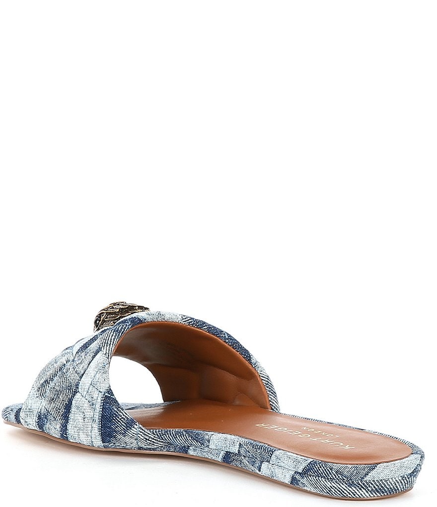 Kurt Geiger London Kensington Denim Patchwork Logo Ornament Slide Sandals - Denim - view 3
