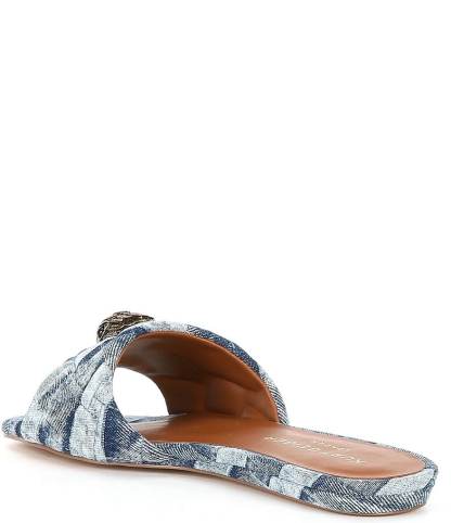 Kurt Geiger London Kensington Denim Patchwork Logo Ornament Slide Sandals - Denim - view 3