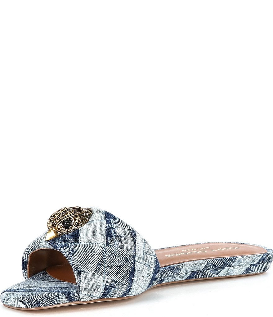 Kurt Geiger London Kensington Denim Patchwork Logo Ornament Slide Sandals - Denim - view 4