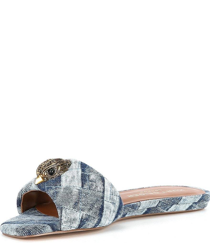 Kurt Geiger London Kensington Denim Patchwork Logo Ornament Slide Sandals - Denim - view 4