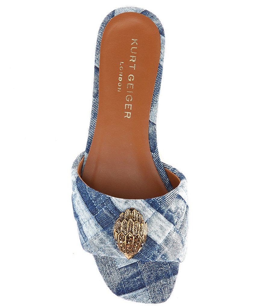 Kurt Geiger London Kensington Denim Patchwork Logo Ornament Slide Sandals - Denim - view 5
