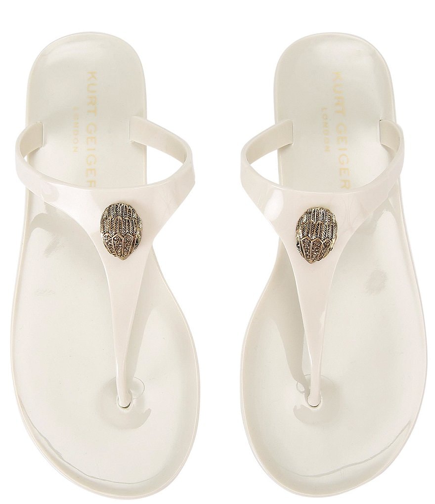 Kurt Geiger London Maddison Patent Logo Ornament T-Bar Sandals - Bone - view 6
