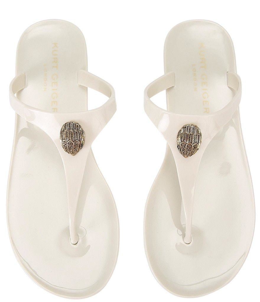 Kurt Geiger London Maddison Patent Logo Ornament T-Bar Sandals - Bone - view 6