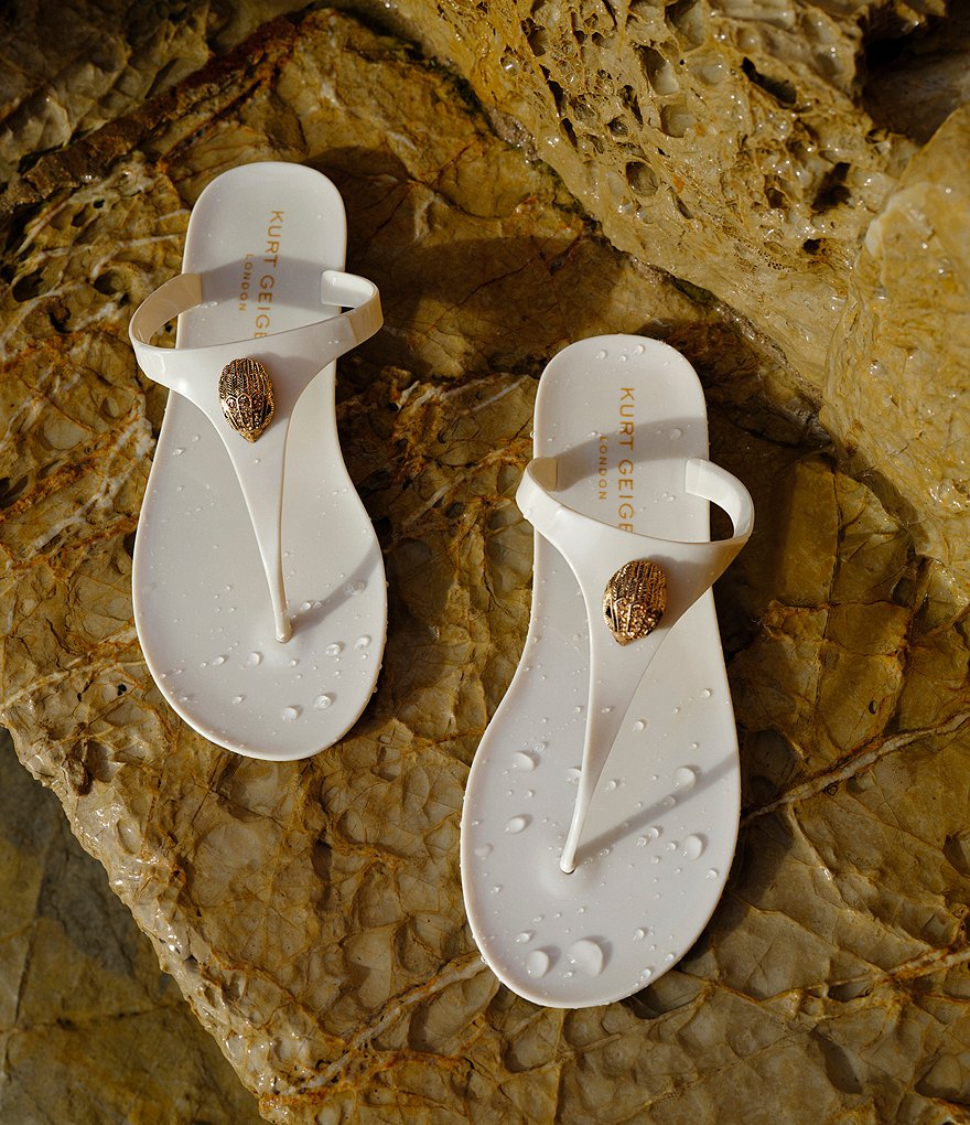 Kurt Geiger London Maddison Patent Logo Ornament T-Bar Sandals - Bone - view 8