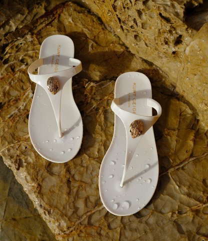 Kurt Geiger London Maddison Patent Logo Ornament T-Bar Sandals - Bone - view 8