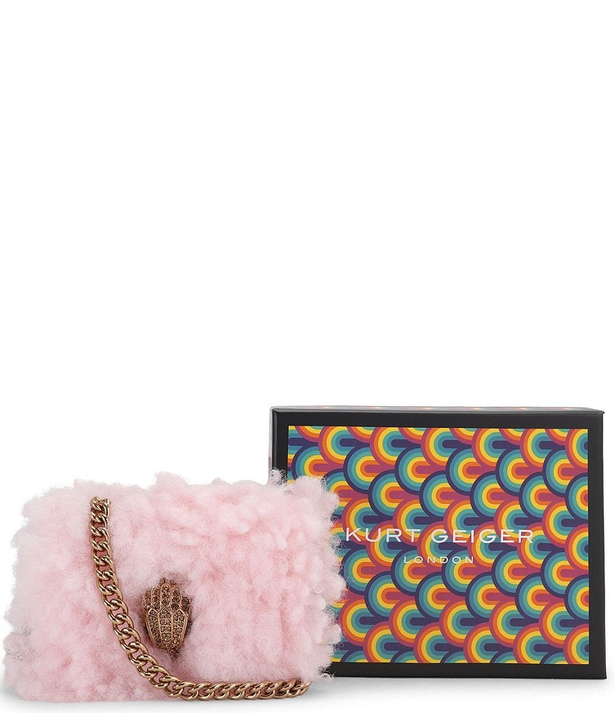 Kurt Geiger London Micro Kensington Eagle Faux Fur Crossbody Bag - Light Pink - view 14