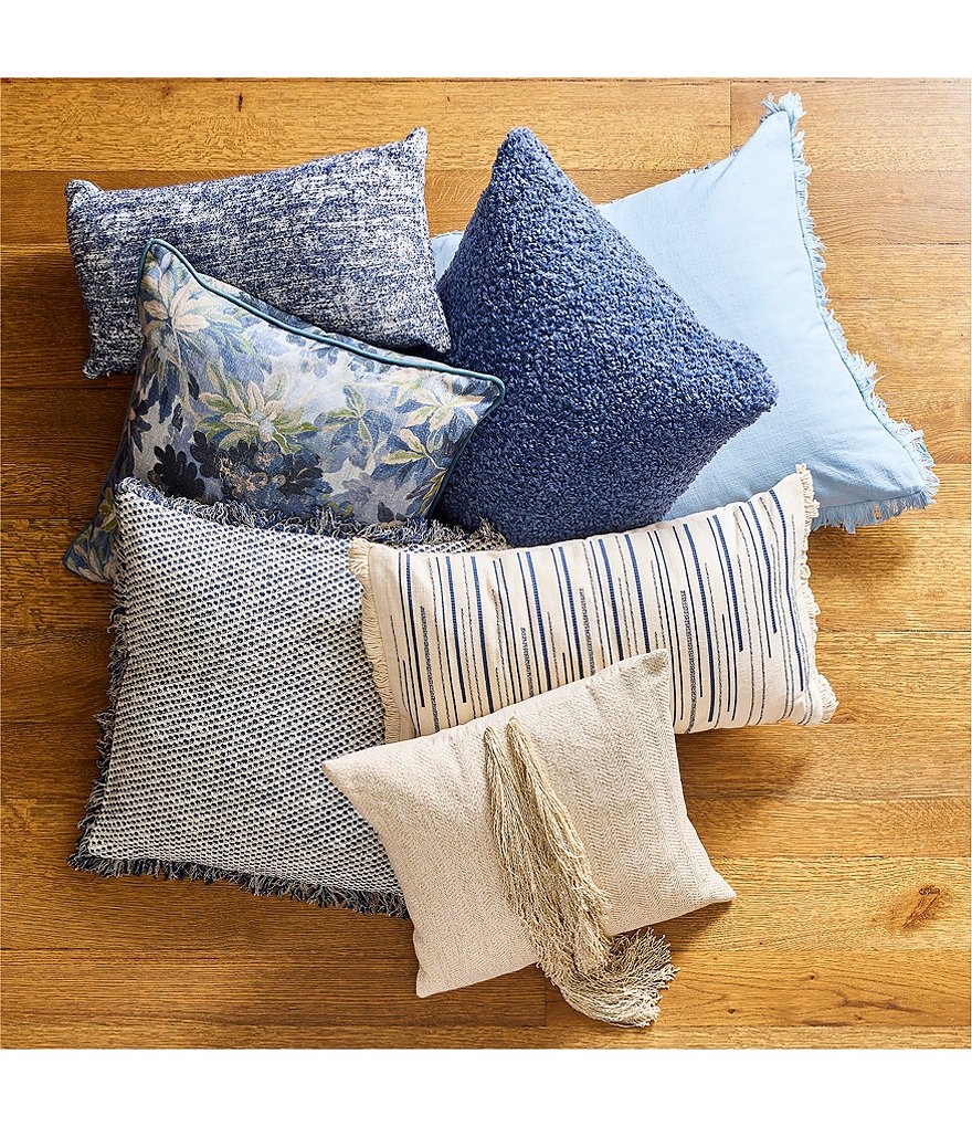 Southern Living Simplicity Botanical Tapestry Printed Decorative Square Pillow - Twilight - view 3