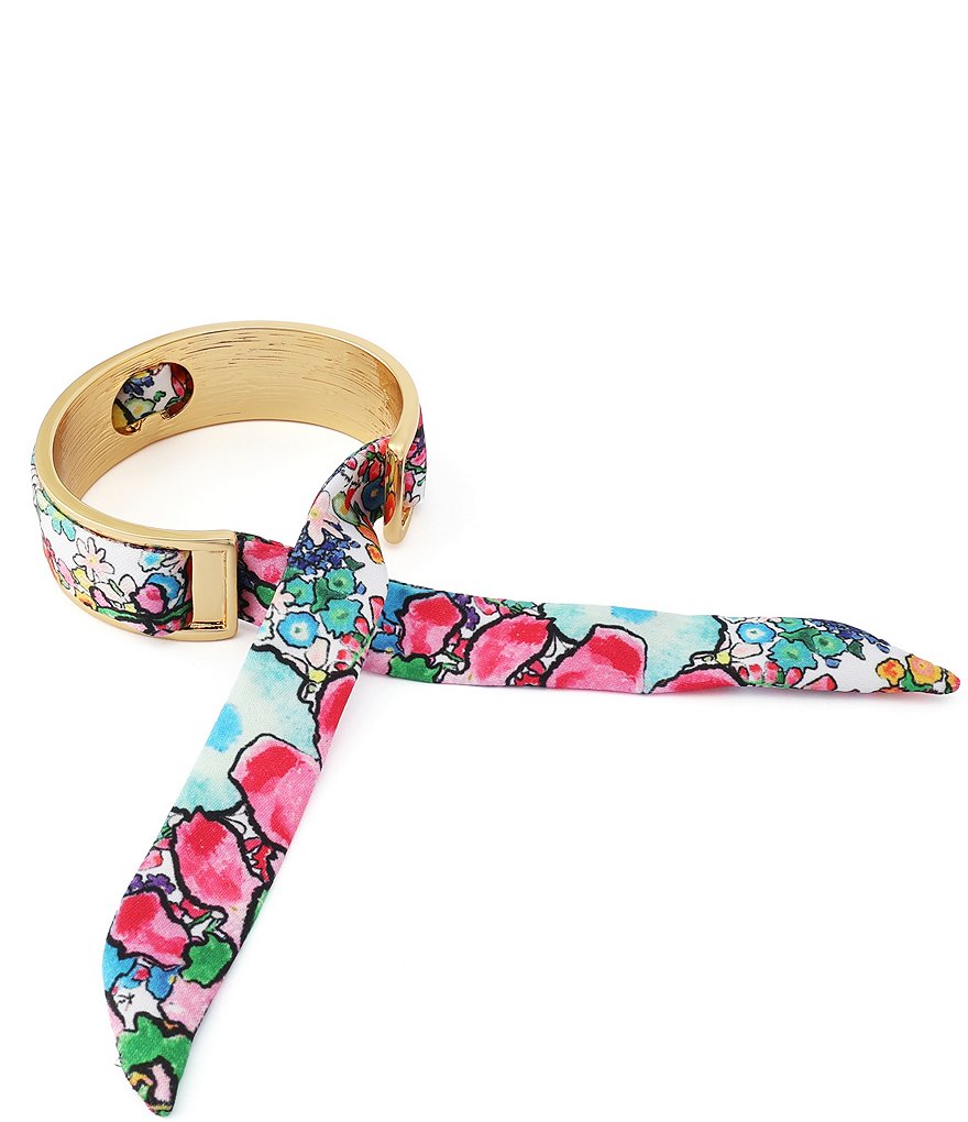 Kurt Geiger London Signature Eagle Floral Resort Fabric Cuff Bracelet - Multi - view 4
