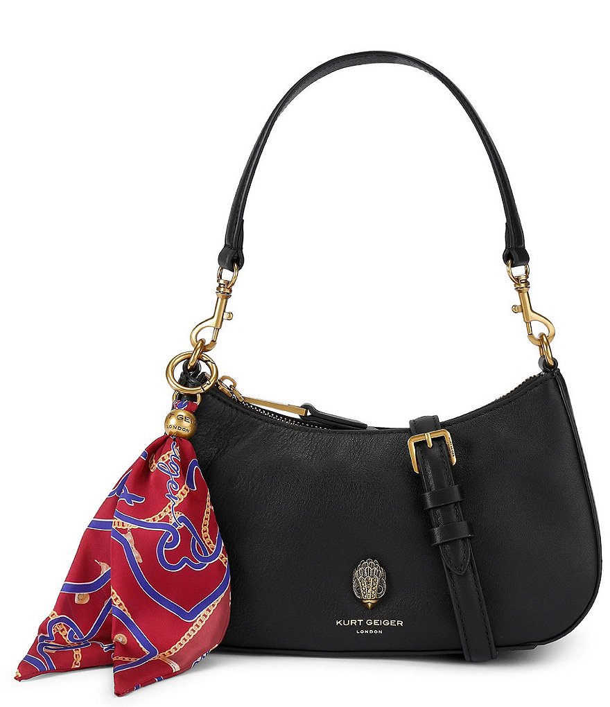 Kurt Geiger London Sloane Scarf Key Chain Hobo Crossbody Shoulder Bag - Black - view 7