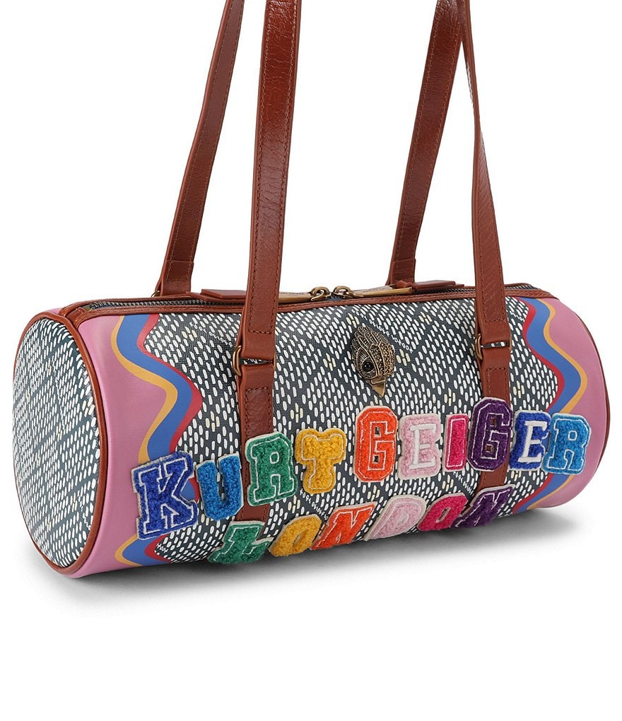 Kurt Geiger London Kensington Canvas Patches Barrel Shoulder Bag - Multi - view 3