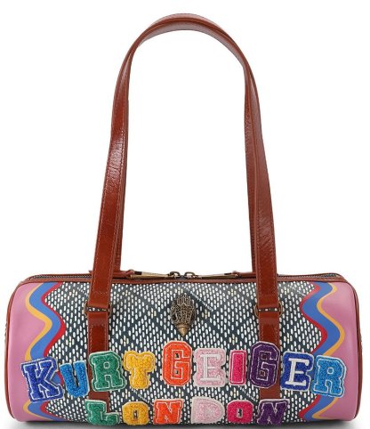 Kurt Geiger London Kensington Canvas Patches Barrel Shoulder Bag - Multi - view 1
