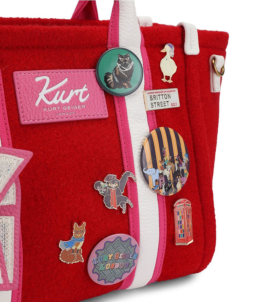 Kurt Geiger London Southbank Animal Patches & Buttons Small Tote Bag - Red - view 5