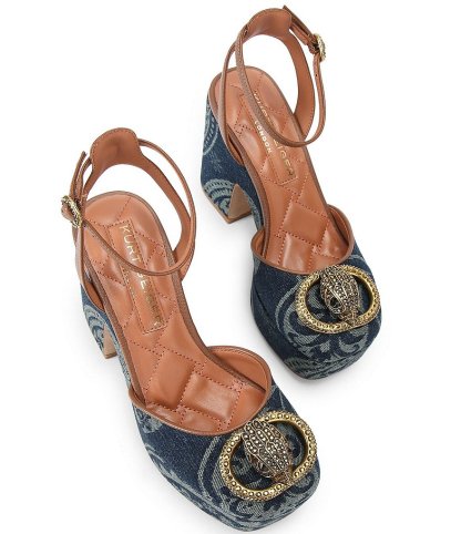 Kurt Geiger London Chelsea Paisley Denim Ankle Strap Platform Pumps - Denim Blue - view 2