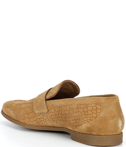 Kurt Geiger London Men's Aldgate Flex Croco Embossed Suede Loafers - Camel - view 9