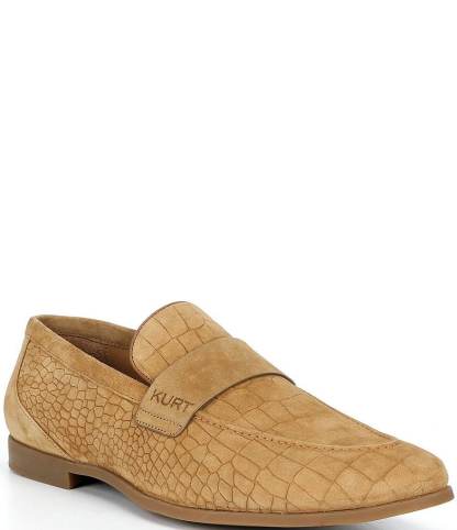 Kurt Geiger London Men's Aldgate Flex Croco Embossed Suede Loafers - Camel - view 7