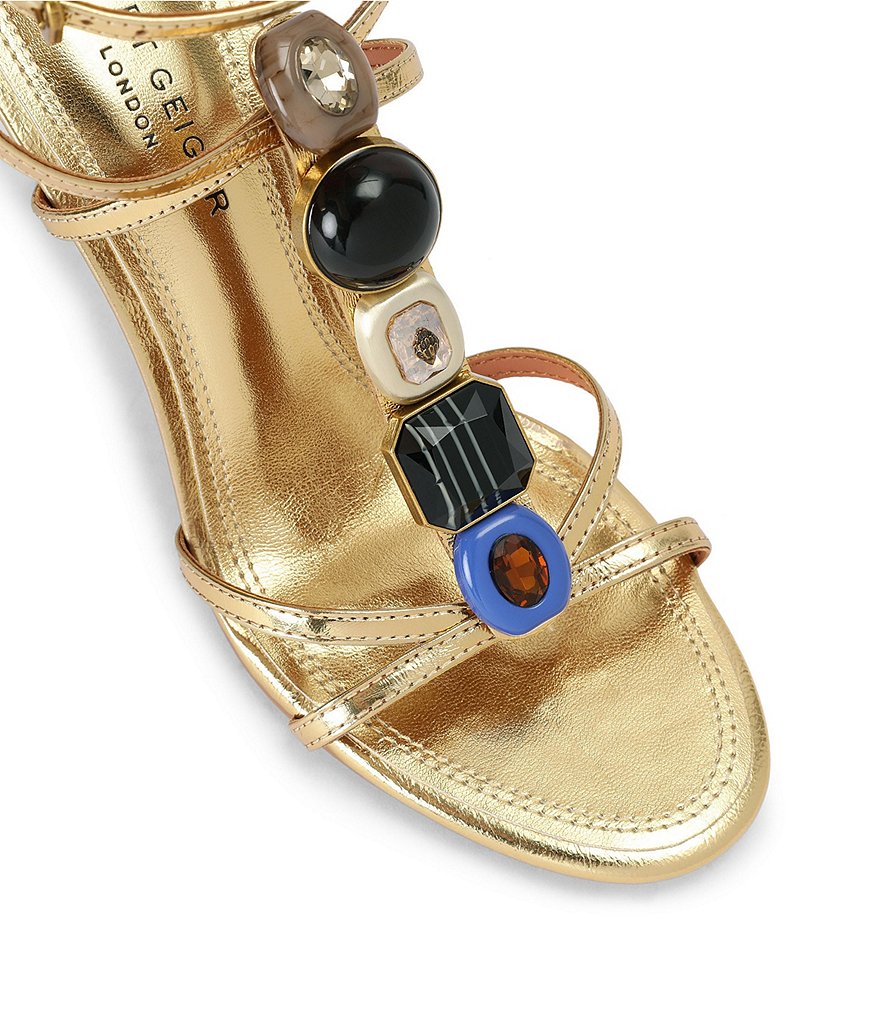 Kurt Geiger London Lou Lou Crystal Gem Embellished Dress Sandals - Gold - view 2