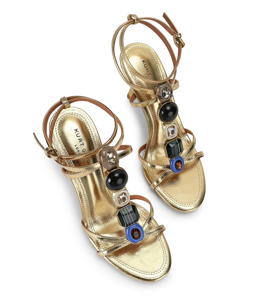 Kurt Geiger London Lou Lou Crystal Gem Embellished Dress Sandals - Gold - view 4