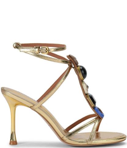 Kurt Geiger London Lou Lou Crystal Gem Embellished Dress Sandals - Gold - view 1